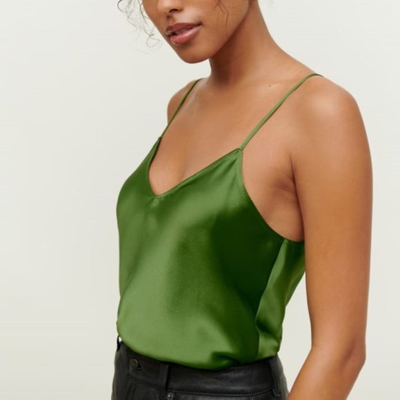 Reformation Tops - Teddy Silk Top Lace-Up Corset Back Satin Slip Cami Camisole Tank Party Blouse